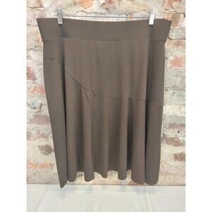 George Womens Plus Skirt 18W 20W Brown Bark A-Line Pull On Midi Stretch
